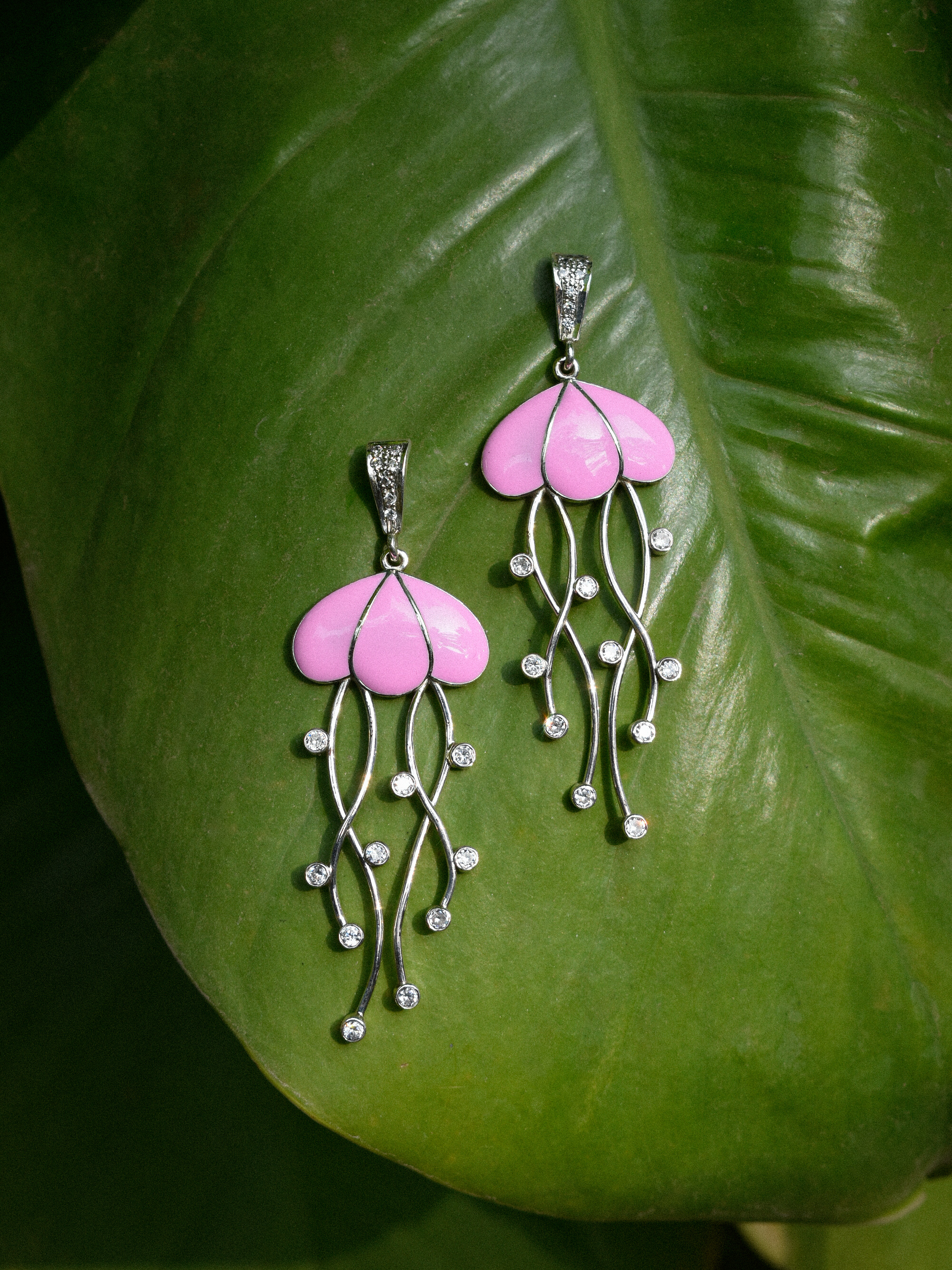 Silver Enamel Jellyfish Jhumkas